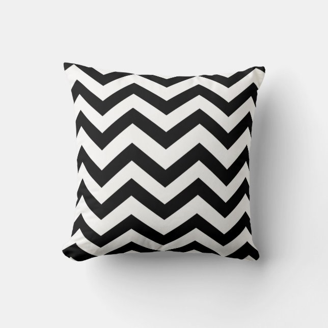 Coussin Chevron noir et blanc (Recto)