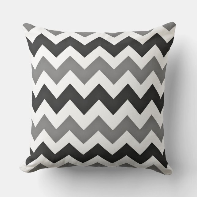 Coussin Chevron noir et gris Zigzag (Recto)