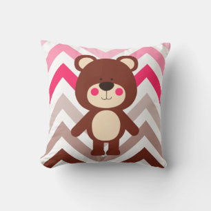 Coussin Chevron rose et Brown Chevron Teddy Ours Jeu
