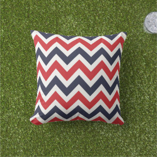 Coussin Chevron rouge et marine
