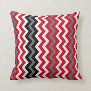 Coussin Chevron rouge, gris et blanc
