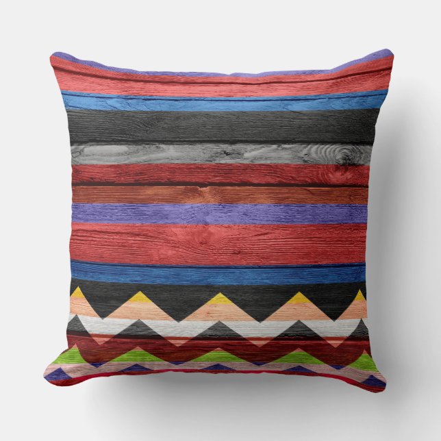 Coussin Chevron Stripe bois moderne (Recto)