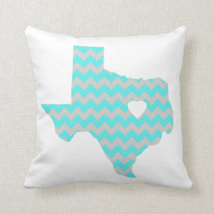 Coussin Chevron Teal et carreau gris du Texas