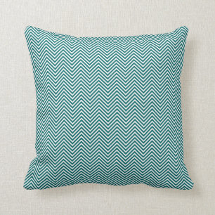 Coussin Chevron Turquoise foncé et épine blanche