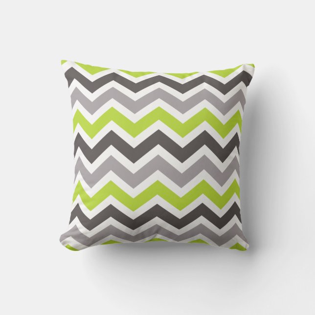 Coussin Chevron vert et gris (Recto)