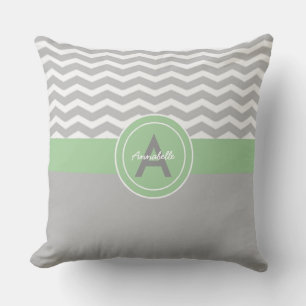 Coussin Chevron vert gris