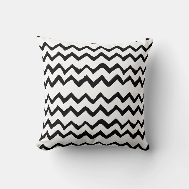 Coussin Chevron / Zig Zag Lines noir et blanc (Recto)