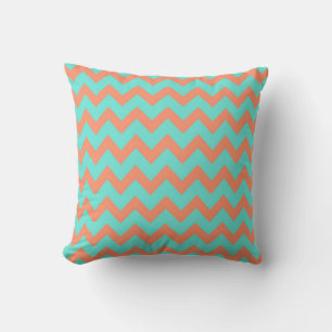 Coussin Chevron Zig Zag Pastel Mint Peach 90s Preppy