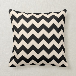 Coussin Chevron Zigzag noir et blanc antique