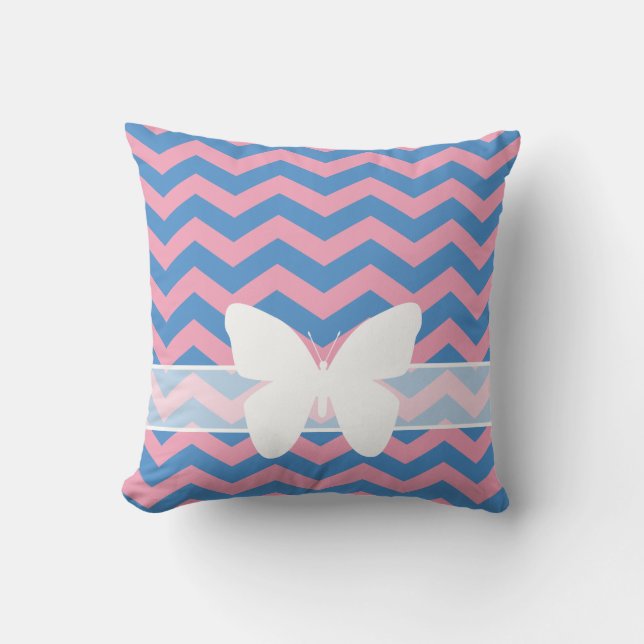 Coussin Chevrons d'orchidée bleu violet congelé avec papil (Recto)
