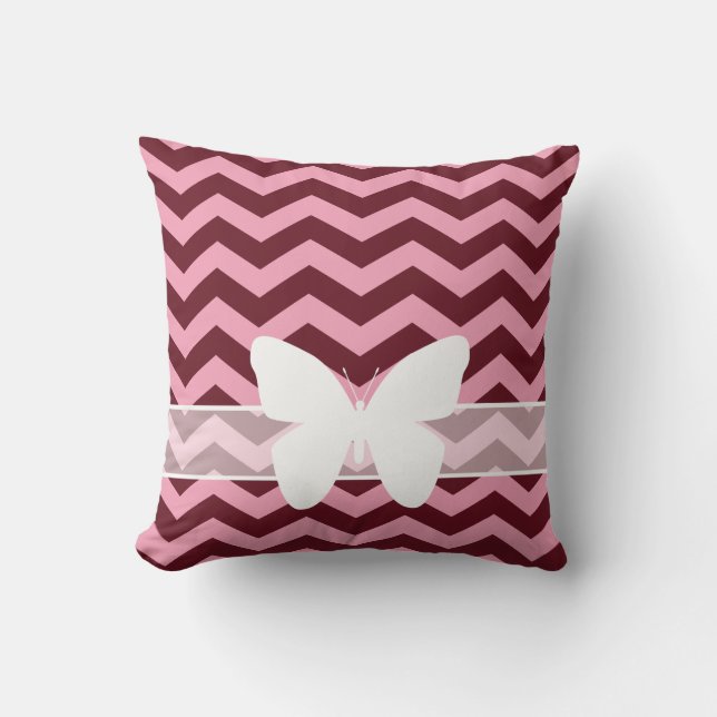 Coussin Chevrons d'orchidées congelées de Bourgogne avec p (Recto)