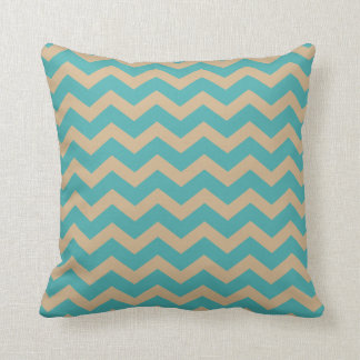Coussin Chevrons turquoises et kaki