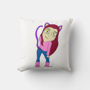 Coussin chibi catgirl