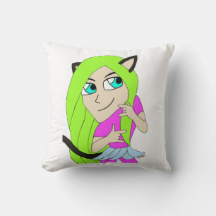 Coussin chibi catgirl