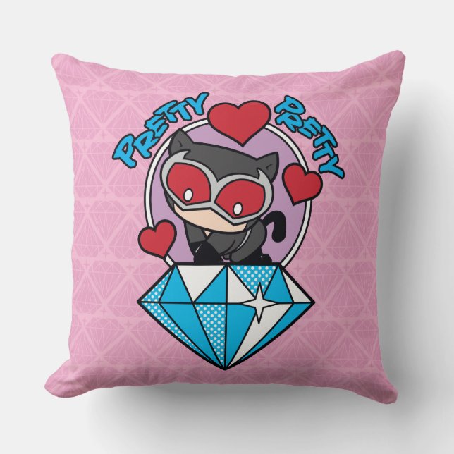 Coussin Chibi Catwoman assise Sur Le Grand Diamant (Recto)