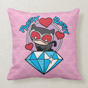 Coussin Chibi Catwoman assise Sur Le Grand Diamant