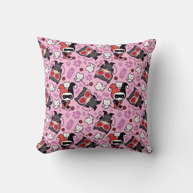 Coussin Chibi Catwoman, Harley Quinn & Kittens Motif (Recto)