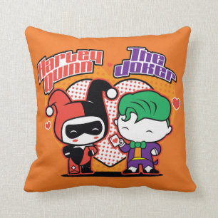 Coussin Chibi Harley Quinn & Chibi Joker Coeurs