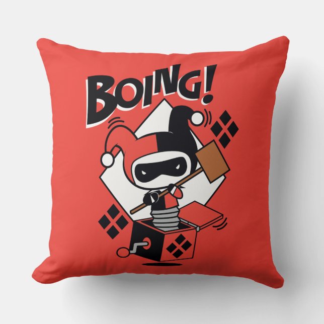 Coussin Chibi Harley-Quinn-In-A-Box Avec Marteau (Recto)