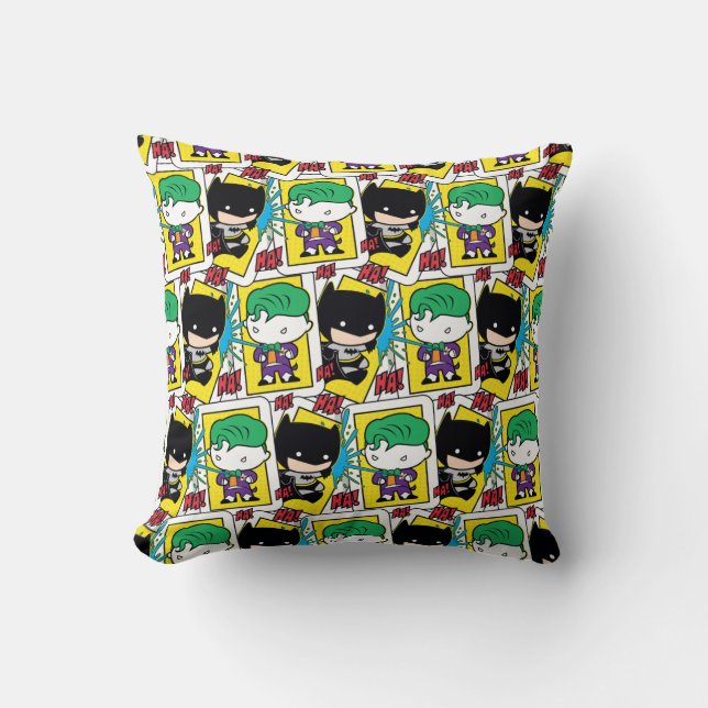 Coussin Chibi Joker et Batman Motif de cartes de jeu (Recto)