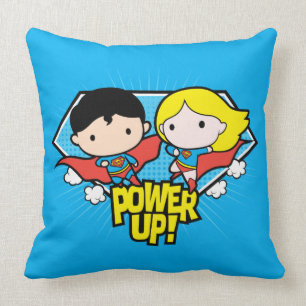 Coussin Chibi Superman & Chibi Supergirl Power Up!