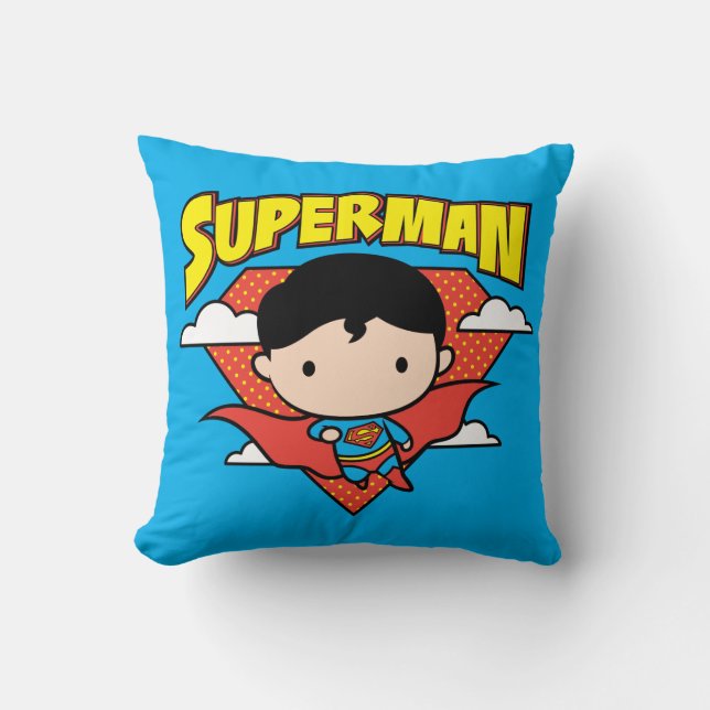 Coussin Chibi Superman Polka Dot Shield et nom (Recto)
