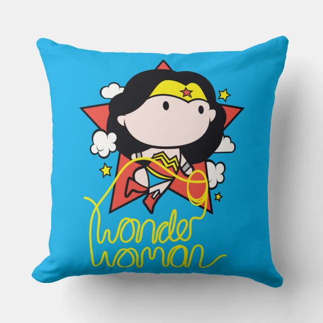 Coussin Chibi Wonder Woman Voler Avec Lasso (Recto)
