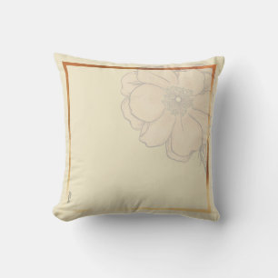 Coussin Chic Abstrait ivoire d'or cadre floral