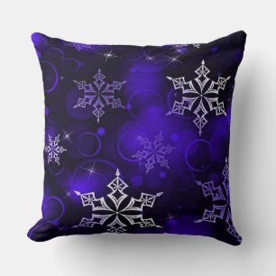 Coussin Chic Amethyst Purple Snowflake Motif
