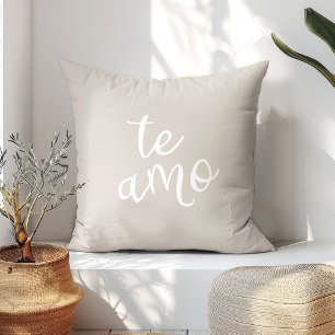 Coussin Chic Beige & Blanc Te Amo Espagnol Amo