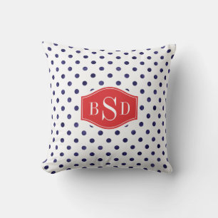 Coussin Chic bleu et blanc motif monogramme