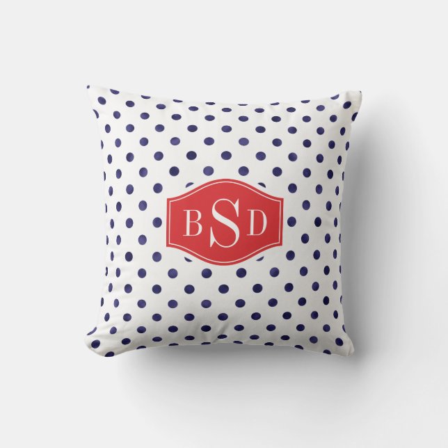 Coussin Chic bleu et blanc motif monogramme (Recto)