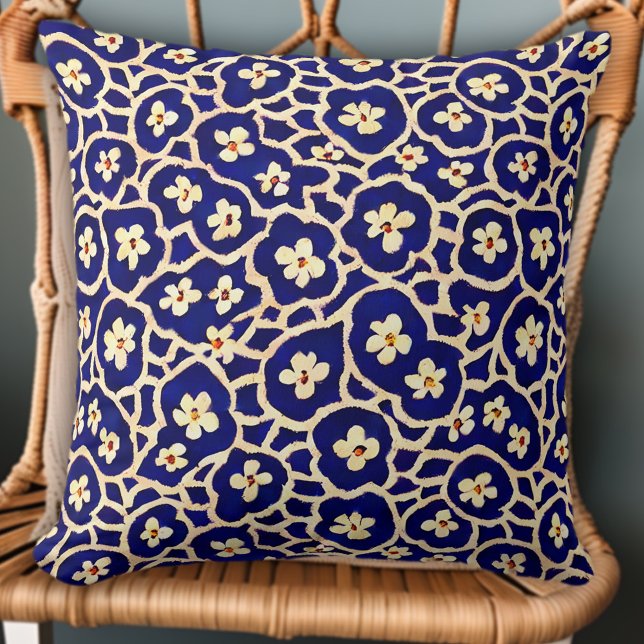 Coussin Chic Boho Anemone Motif bleu foncé (Créateur téléchargé)