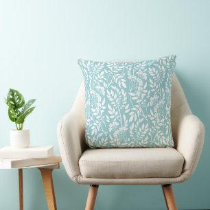 Coussin Chic Botanique Aqua Blue Foliage Motif