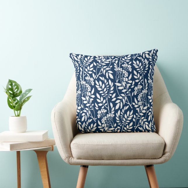 Coussin Chic Botanique Marine Blue Foliage Motif (Chaise)