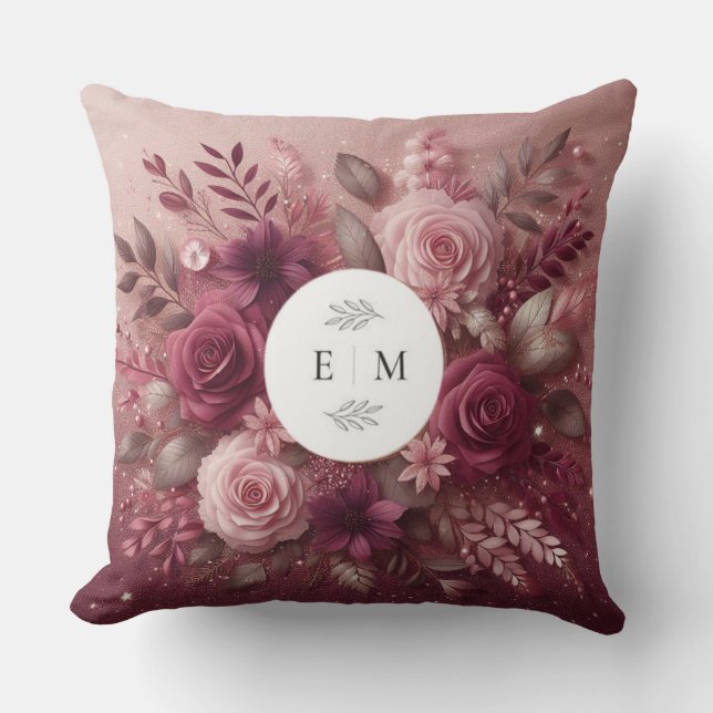 Coussin Chic Bourgogne et rose pâle Parties scintillant Mo (Recto)