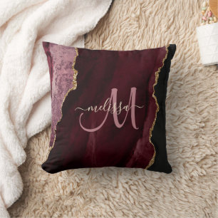 Coussin Chic Bourgogne Or Parties scintillant Agate Person