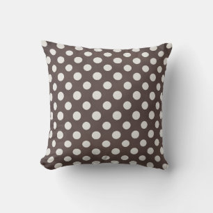 Coussin Chic Brown blanc Polka Motif
