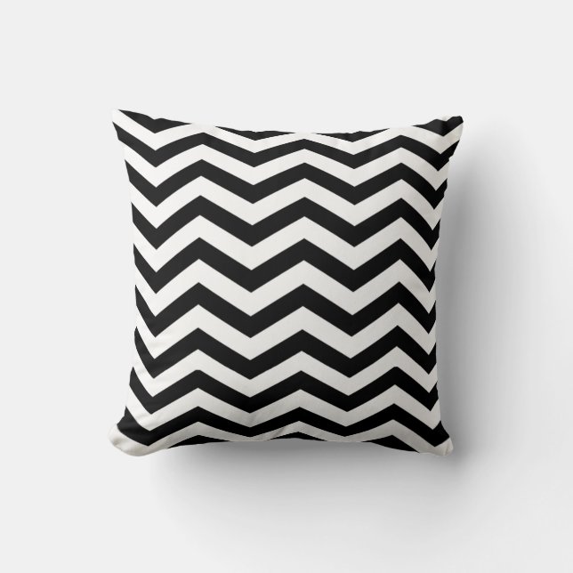 Coussin Chic Chevron | Noir et blanc (Recto)