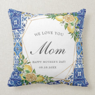 Coussin Chic Citron Citrus Méditerranée mosaïque Carreaux