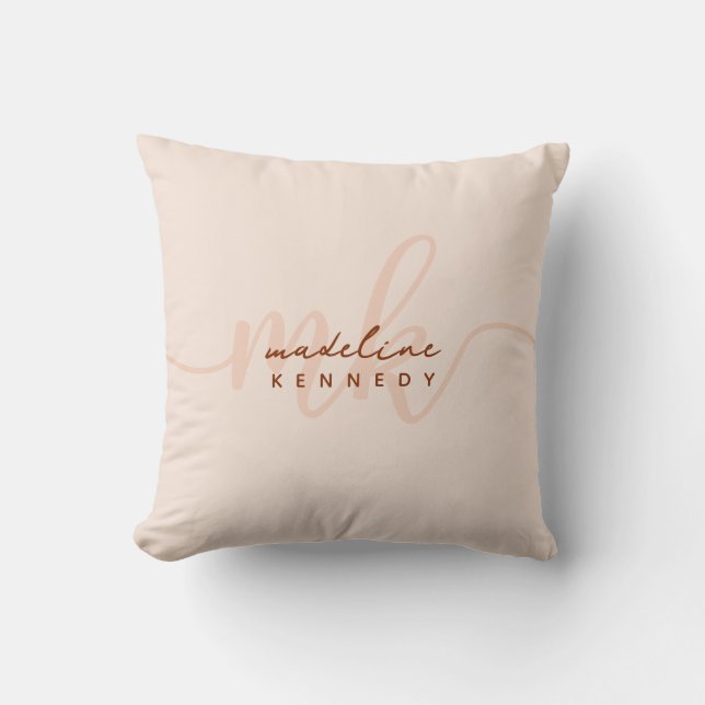 Coussin Chic Clay et Beige Monogramme moderne (Recto)
