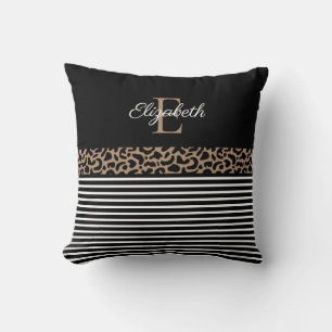 Coussin Chic Empreinte de léopard Monogramme