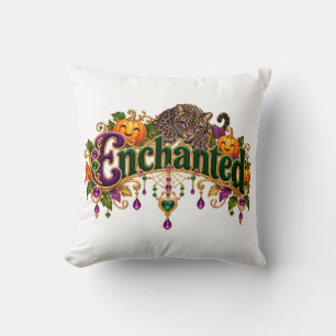 Coussin Chic Enchanté Léopard Bijou Halloween Violet