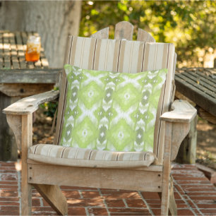 Coussin Chic Été Lime Olive Vert Blanc Ikat Art Tribal