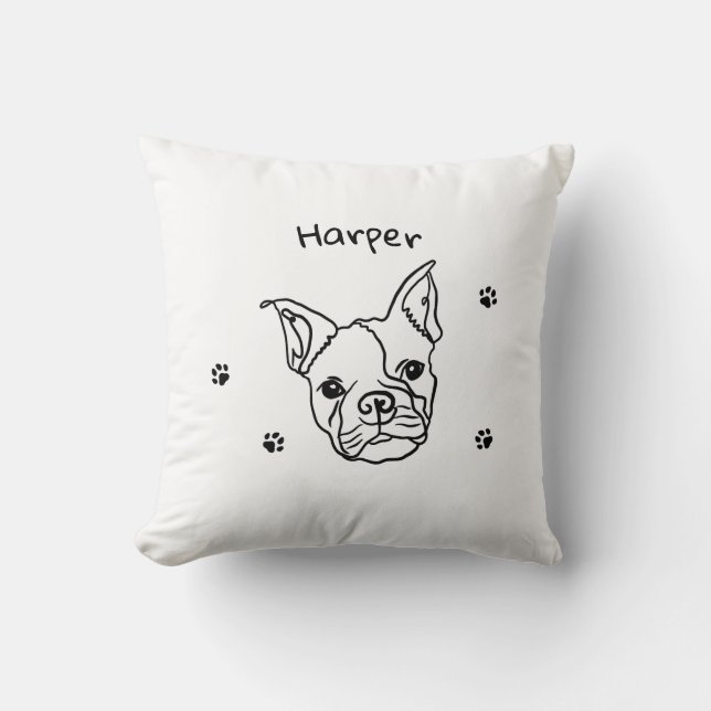 Coussin Chic French Bulldog Line Art : Modifier votre text (Recto)