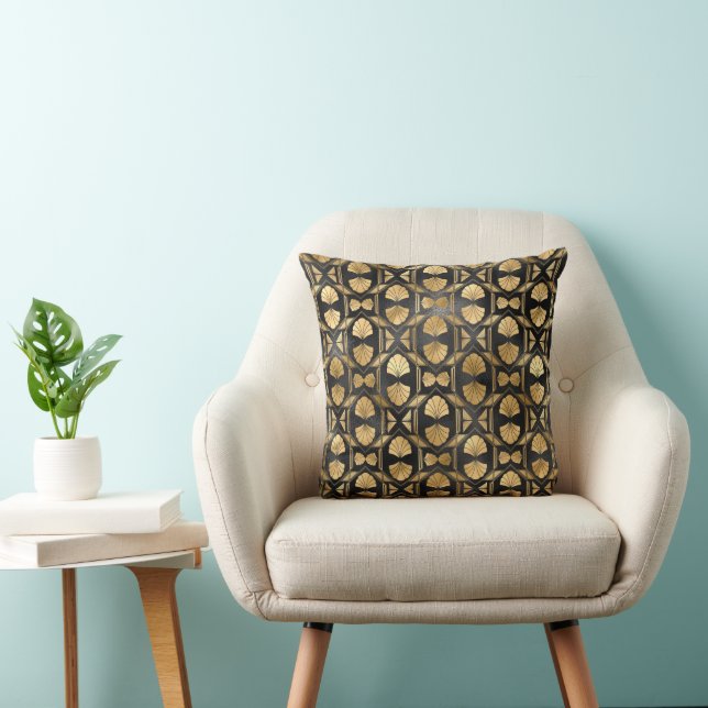 Coussin Chic Gold Art Déco Vintage Shell Motif (Chaise)