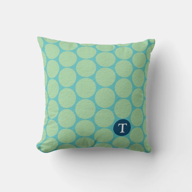 Coussin Chic Grand Pois verts Turquoises (Recto)