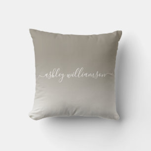 Coussin Chic Grey Blanc Ombre Effet Monogramme Nom