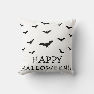 Coussin Chic Halloween Mignon Chauves-souris Noires & Blan