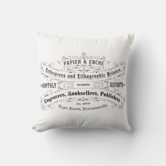 coussin chic minable de typographie vintage (Recto)